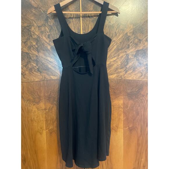 PACT Organic Cotton Fit and Flare Tie Back Dress w Pockets Black Size XS - Picture 4 of 6